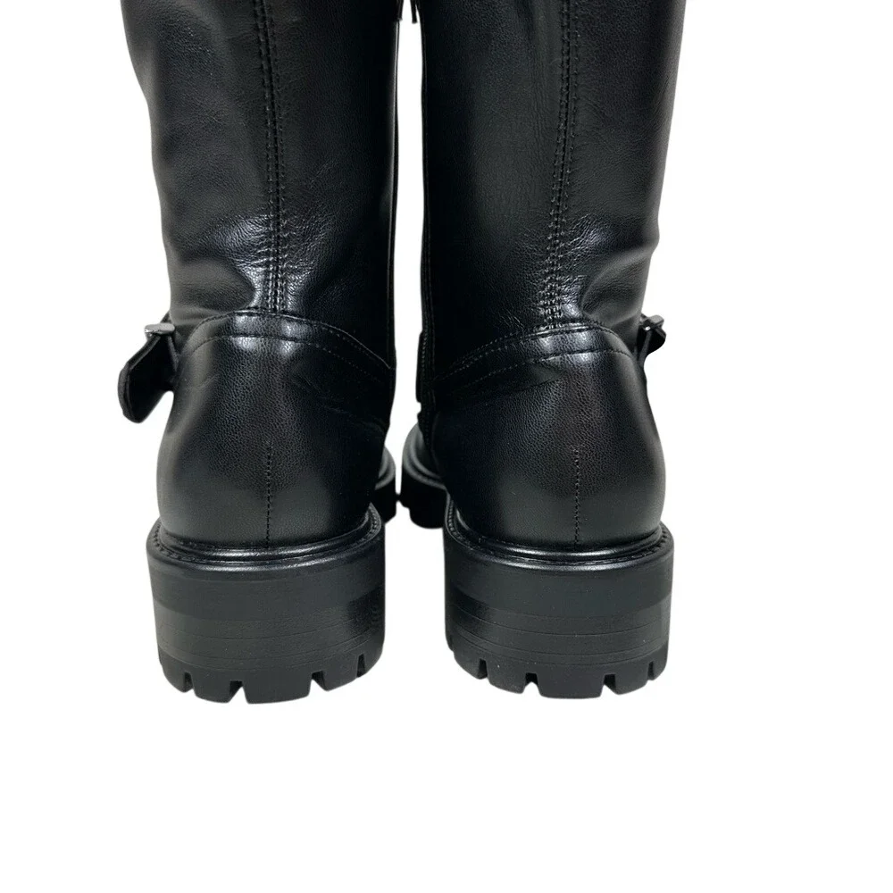 Nine‎ West Women's 5M Nans Lug Sole Over The Knee Boots Black Chunky